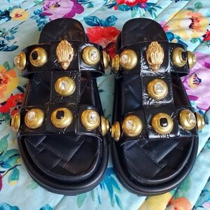 Kurt Geiger Black Sandals with Gold Accents
